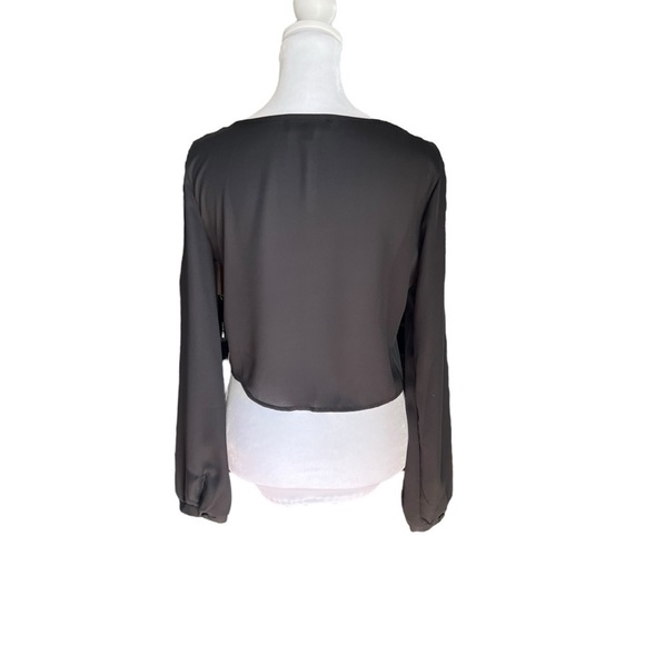 Lulus - NWT Long Sleeve Open Tie Front Crop Blouse Sz S - Picture 3 of 7